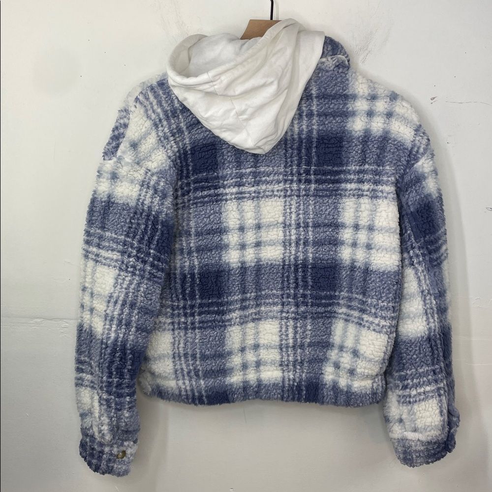 Madden Girl Plaid Sherpa Hoodie Jacket size Small Junior - Picture 6 of 16